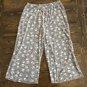 Women’s Rae Dunn Gray Coffee Mug Print Pajama Pants XL Cozy Lounge